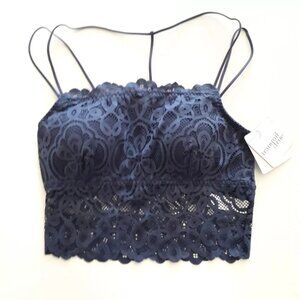 Tranquil & True Womens Size 3X Lace Bralette Double Strap Padded Blue Bra
